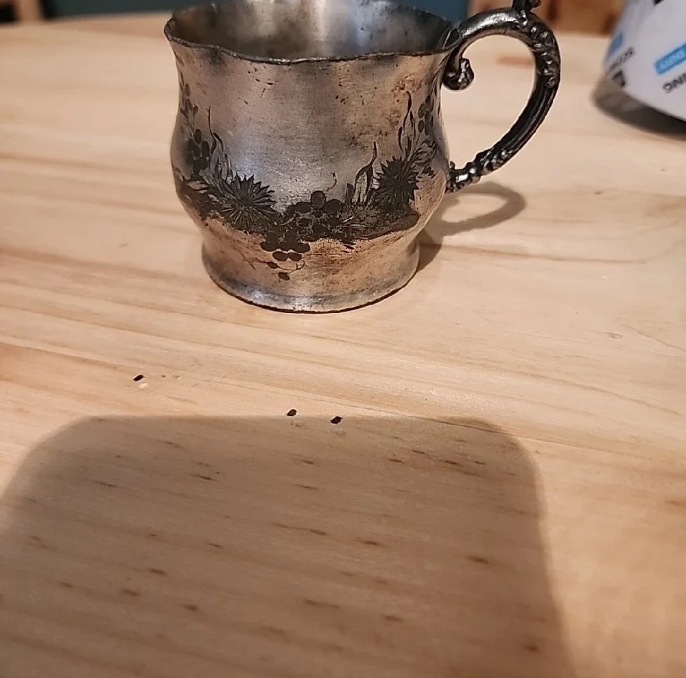 Antique Silver-plated Cup W/ Scalloped Edge